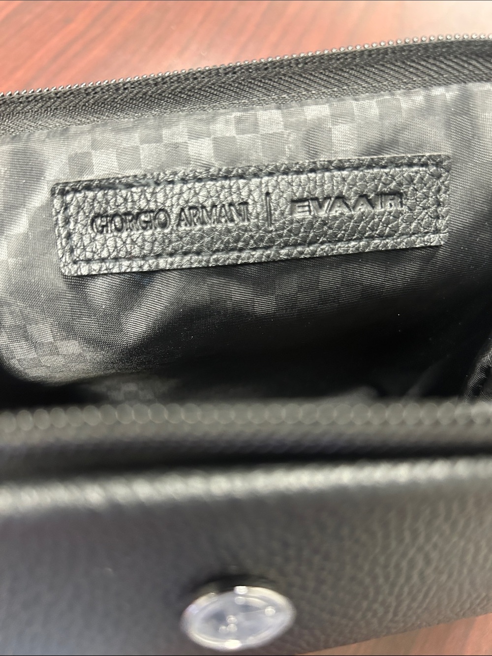 Giorgio Armani Black Pebbled Leather Men's Crossbody Pouch